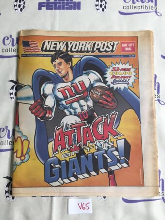 New York Post (Feb 3, 2008) Eli Manning New York Giants Football Newspaper Cover V65