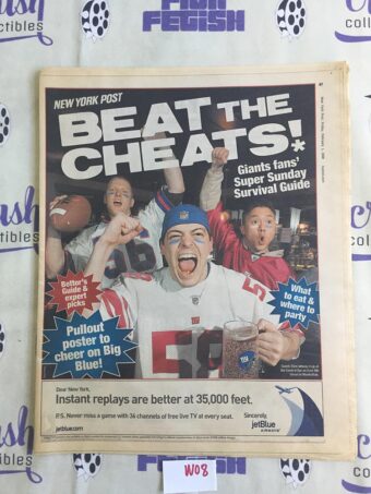 New York Post (Feb 1, 2008) New York Giant Fans Football Newspaper Cover W08