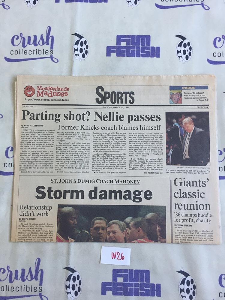 Meadowlands Madness (Mar 12, 1996) Brian Mahoney Basketball Newspaper Cover W26