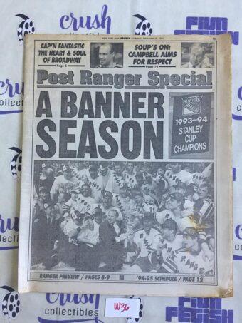 New York Post (Sep 29 1994) New York Rangers Ice Hockey Newspaper Cover W36