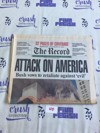 The Record (Sep 12, 2001) 911 Attack On America Newspaper Cover W43
