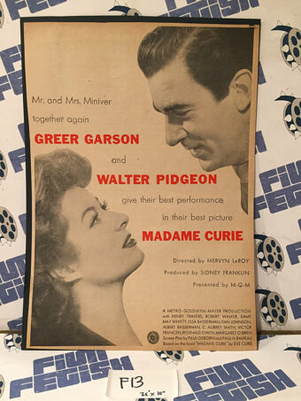 Madame Curie (1943) Movie Original Full-Page Magazine Advertisement, Greer Garson, Walter Pidgeon [F13]