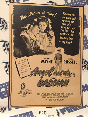 Angel and the Badman (1947) Original Full-Page Magazine Advertisement, John Wayne, Gail Russell [F28]