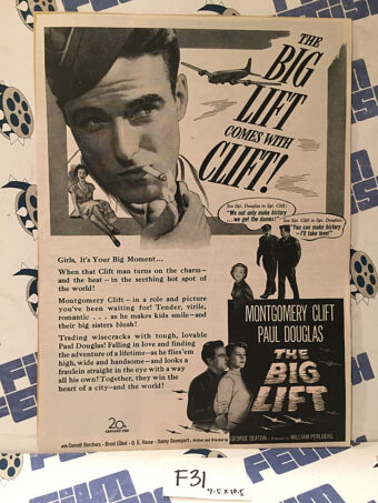 The Big Lift (1950) Original Full-Page Magazine Advertisement, Montgomery Clift, Paul Douglas [F31]