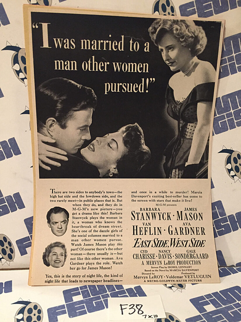 East Side, West Side (1949) Original Full-Page Magazine Advertisement, Barbara Stanwyck, James Mason [F38]