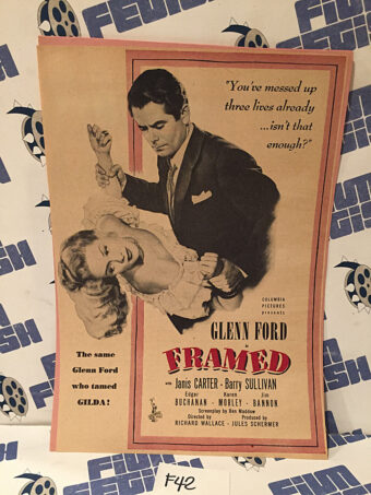 Framed (1947) Original Full-Page Magazine Advertisement, Glenn Ford, Janis Carter [F42]