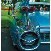 Vintage Blue Hot Rod Car Tail Fin With Bullet Lights Photo [221110-14]