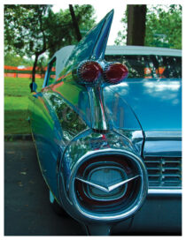 Vintage Blue Hot Rod Car Tail Fin With Bullet Lights Photo [221110-14]
