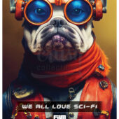 Bulldog Blue Goggles Science Fiction Movie Themed Art Print [DP-221103-1]