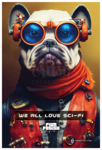 Bulldog Blue Goggles Science Fiction Movie Themed Art Print [DP-221103-1]