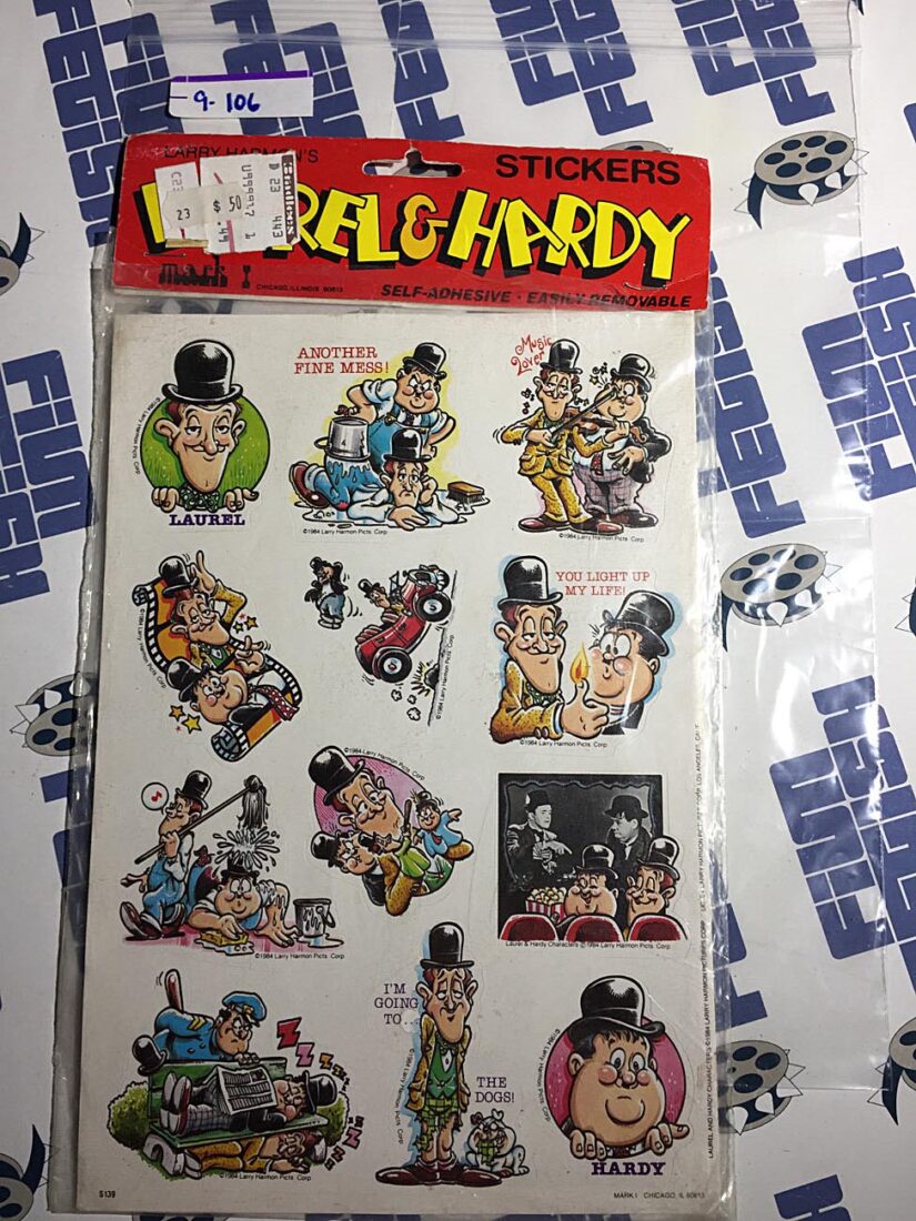Vintage Laurel & Hardy Sticker Sheet Larry Harmon 1984 RARE SEALED [9106]