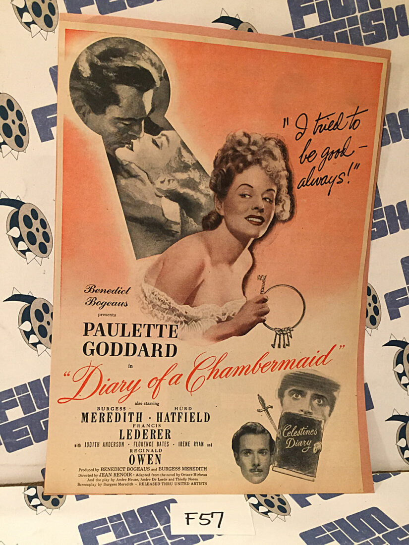 The Diary of a Chambermaid (1946) Original Full-Page Magazine Advertisement, Paulette Goddard, Burgess Meredith [F57]