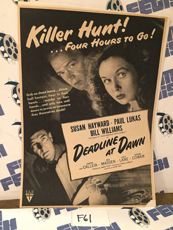 Deadline at Dawn (1946) Original Full-Page Magazine Advertisement, Susan Hayward, Paul Lukas [F61]