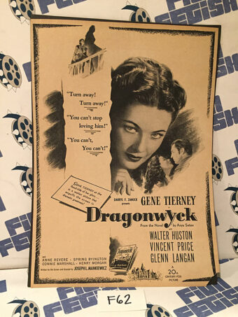 Joseph L. Mankiewicz’s Dragonwyck (1946) Original Full-Page Magazine Advertisement, Gene Tierney, Vincent Price [F62]