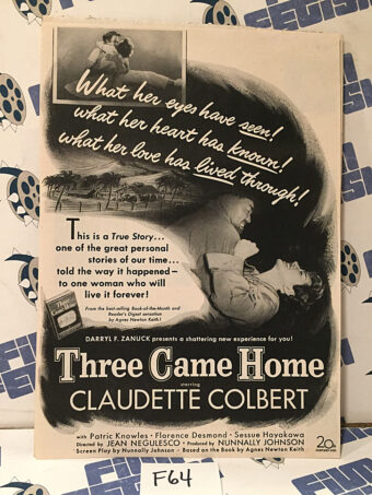 Three Came Home (1950) Original Full-Page Magazine Advertisement, Claudette Colbert, Patric Knowles [F64]