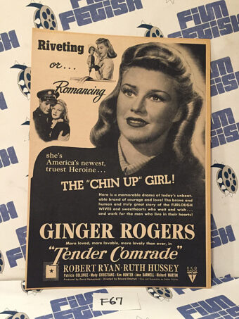 Tender Comrade (1943) Original Full-Page Magazine Advertisement, Ginger Rogers, Robert Ryan [F67]