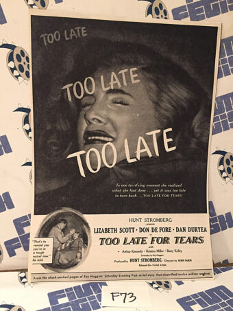 Too Late for Tears (1949) Original Full-Page Magazine Advertisement, Lizabeth Scott, Don DeFore [F73]