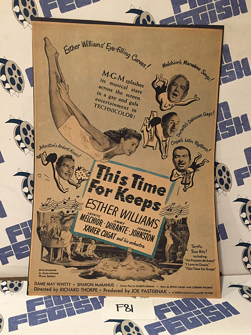 This Time for Keeps (1947) Original Full-Page Magazine Advertisement, Esther Williams, Jimmy Durante [F81]