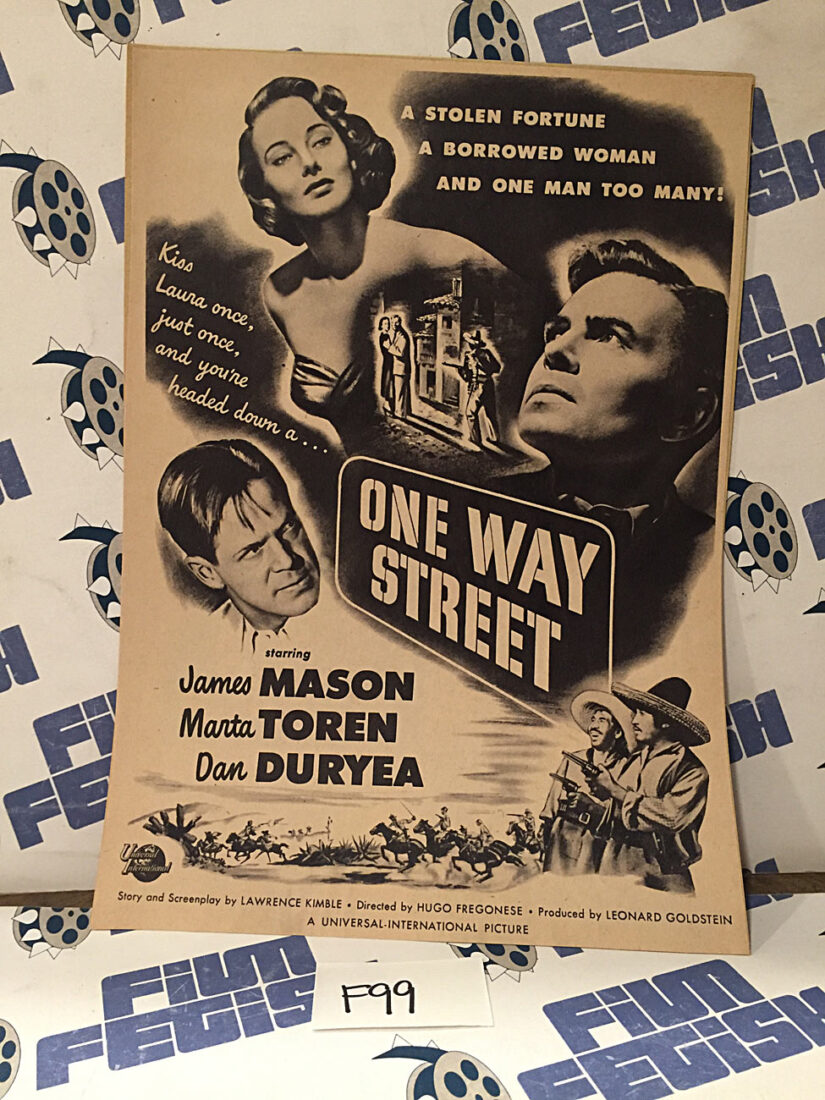One Way Street (1950) Original Full-Page Magazine Advertisement, James Mason, Dan Duryea [F99]