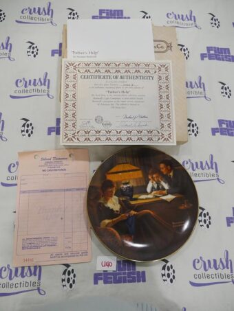 Vintage Norman Rockwell Plate Father’s Help Number 10462Q with Certificate of Authenticity [U40]