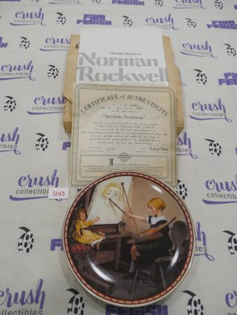 Vintage Norman Rockwell Collector Plate Serious Business Number 1138E with Certificate of Authenticity [U43]