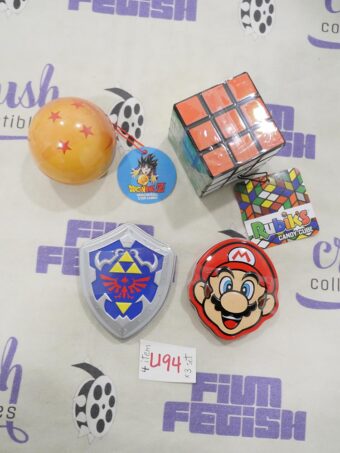 Set of 4 Collectors Candy Dispensers SEALED – DragonBall Z, Zelda Mints, Super Mario Bros., Rubik’s Cube [U94]