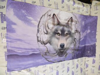 Round Wolf Wild Animals Art Work Painting 27×51 Licensed Beach Towel [K22]