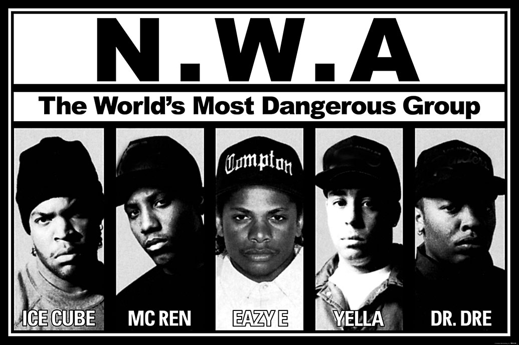N.W.A. The World’s Most Dangerous Rap Group 36×24 inch Music Poster (Eazy-E, Ice Cube, Dr. Dre, MC Ren, Yella)