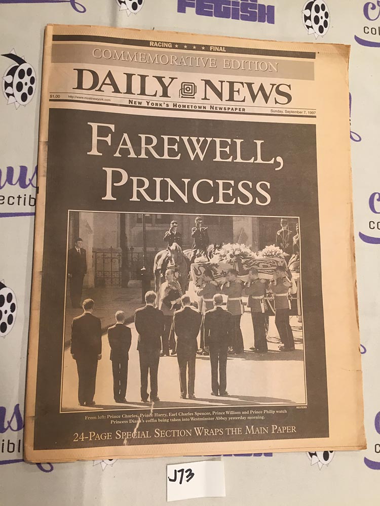Daily News Newspaper Commemorative Edition Farewell Princess Sep 7, 1997 Prince Harry J73