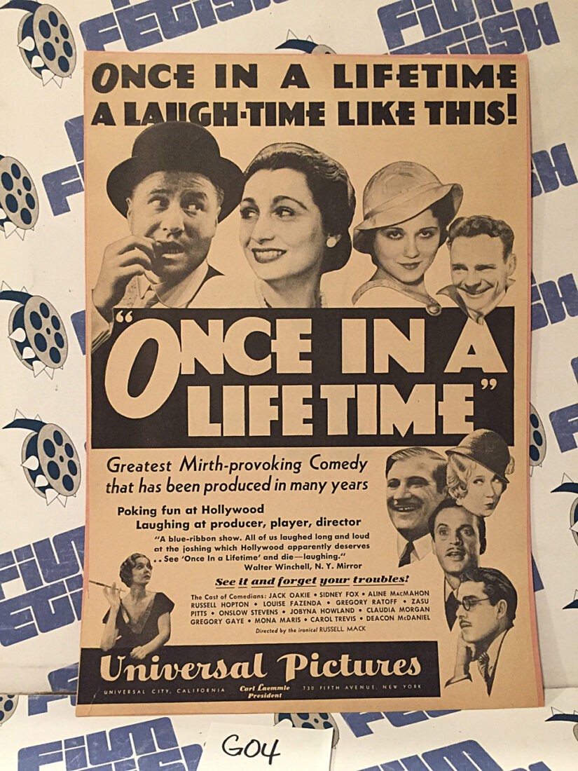 Once in a Lifetime 1932 Original Full-Page Magazine Ad Russell Mack, Jack Oakie G04