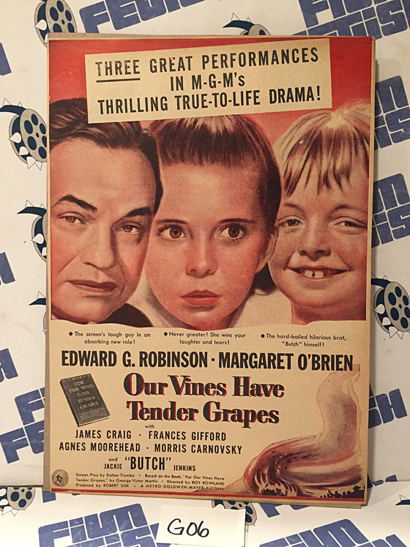 Our Vines Have Tender Grapes 1945 Original Full-Page Magazine Ad Edward G. Robinson G06