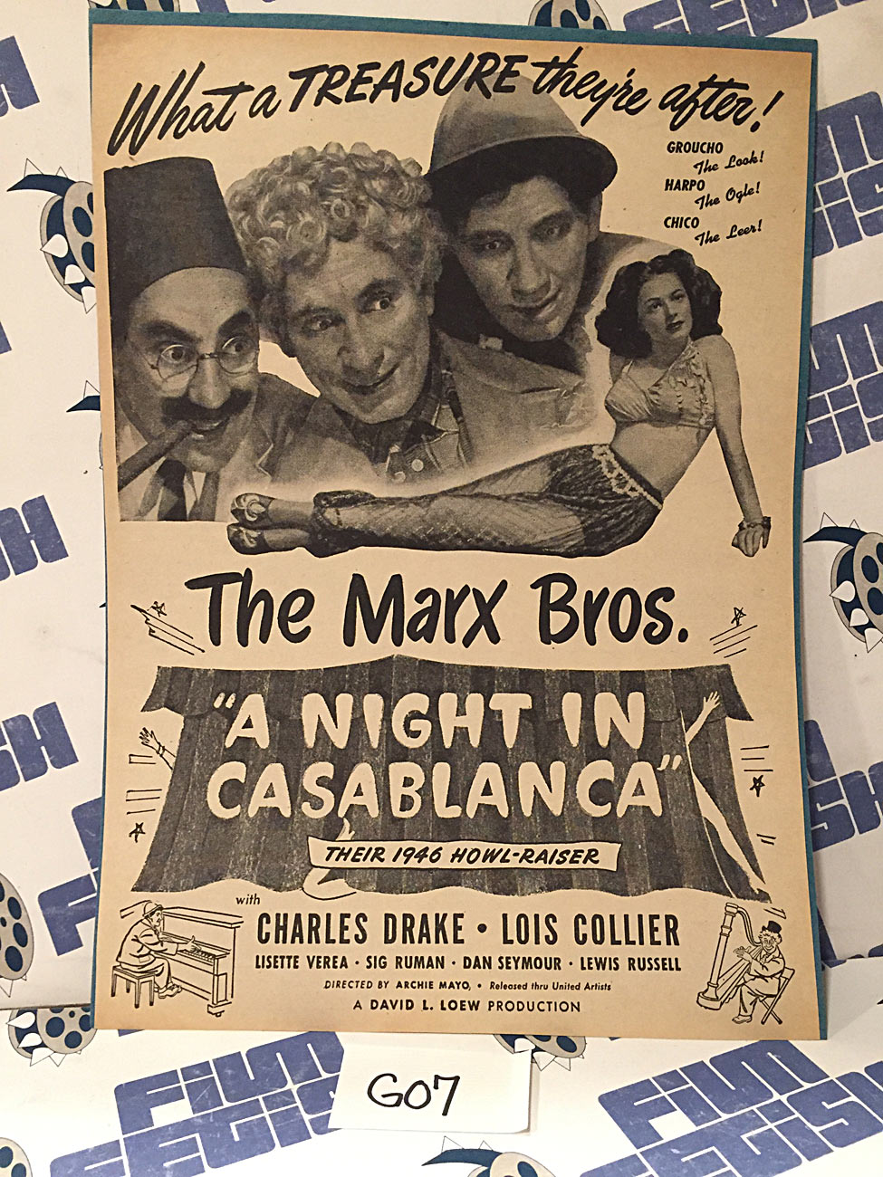 A Night in Casablanca 1946 Original Full-Page Magazine Advertisement Lois Collier Groucho Marx G07