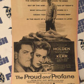 The Proud and Profane 1956 Original Full-Page Magazine Ad William Holden Deborah Kerr  G10
