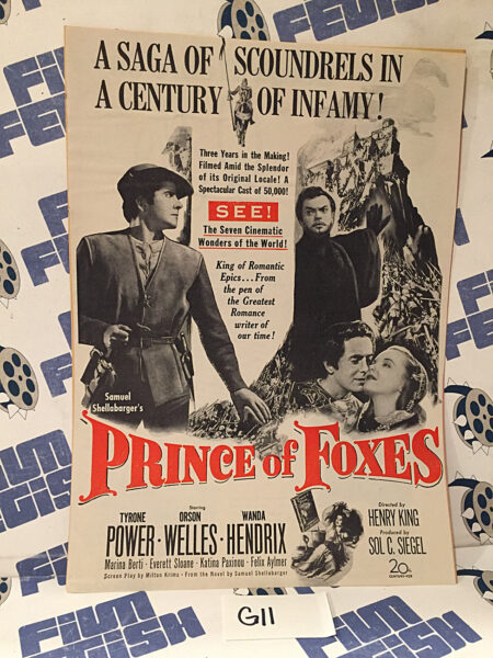 Prince of Foxes 1949 Original Full-Page Magazine Ad Tyrone Power  Orson Welles  G11
