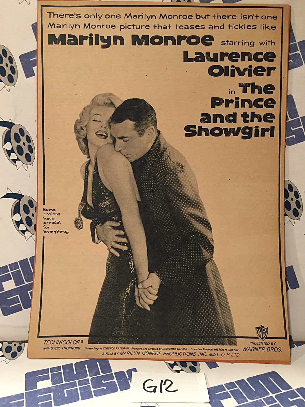 The Prince and the Showgirl 1957 Original Full-Page Magazine Ad Marilyn Monroe Laurence Olivier  G12