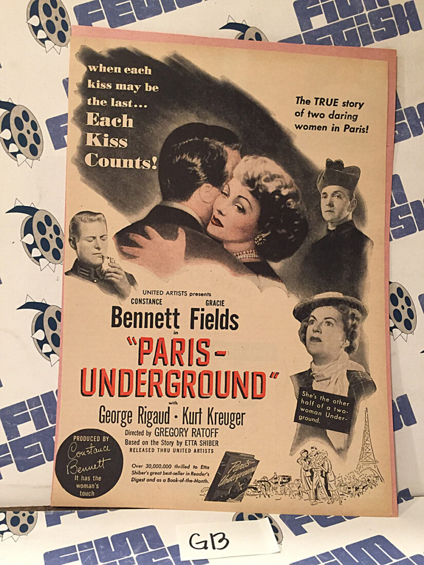Paris Underground 1945 Original Full-Page Magazine Ad Constance Bennett G13
