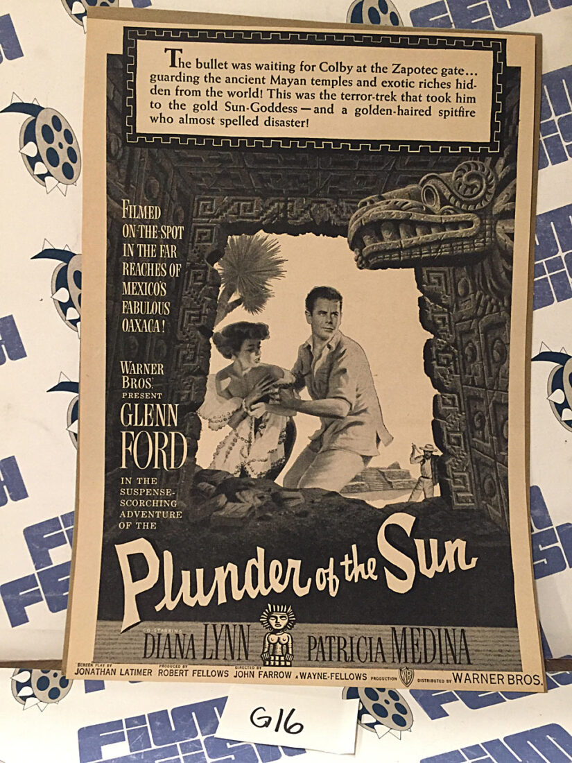 Plunder of the Sun 1953 Original Full-Page Magazine Ad Glen Ford Diana Lynn  G16A
