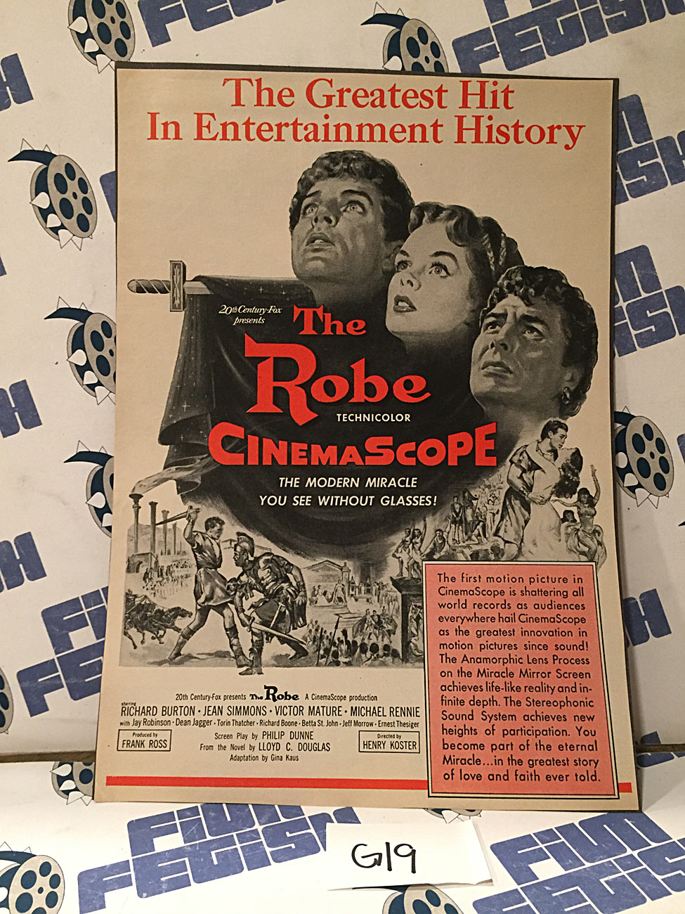 The Robe 1953 Original Full-Page Magazine Ad Richard Burton Jean Simmons G19