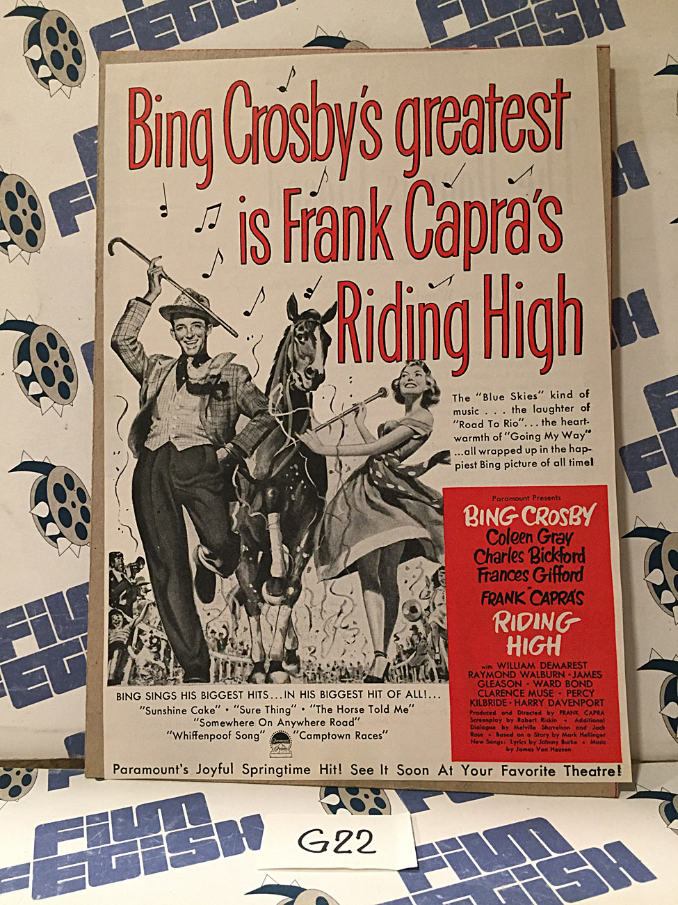 Riding High 1950 Original Full-Page Magazine Adv  Bing Crosby G22