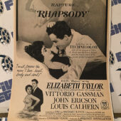 Rhapsody Original 1954 Full-Page Magazine Adv Elizabeth Taylor Vittorio Gassman G23