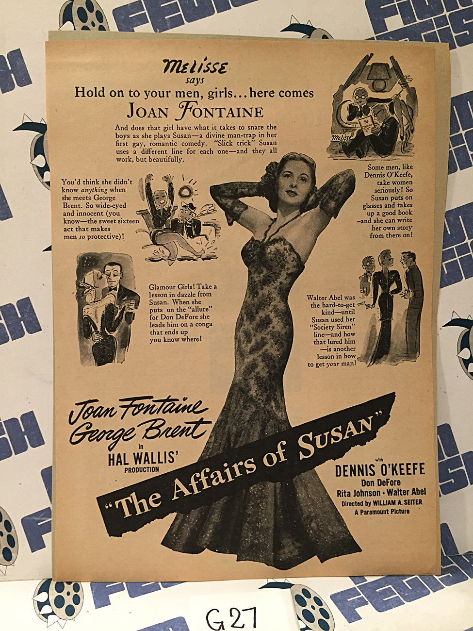 The Affairs of Susan 1945 Original Full-Page Magazine Ad Joan Fontaine George Brent  G27