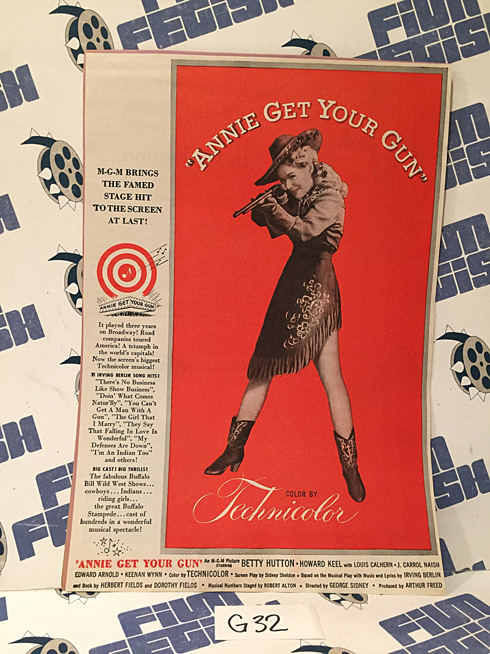 Annie Get Your Gun 1950 Original Full-Page Magazine Ad Betty Hutton G32