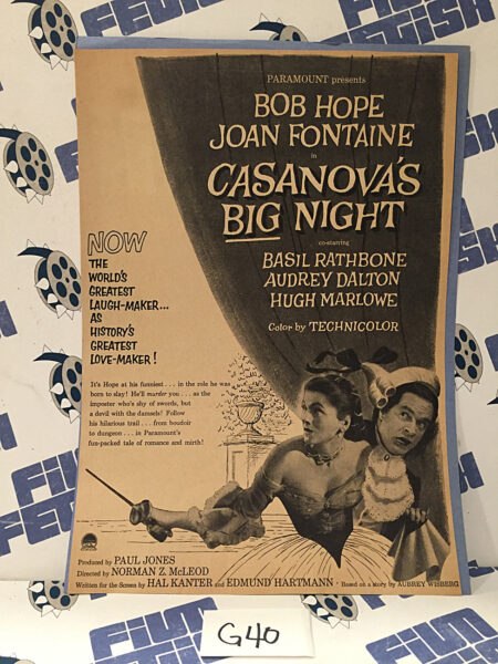 Casanova’s Big Night 1954 Original Full-Page Magazine Ad Bob Hope Joan Fontaine G40