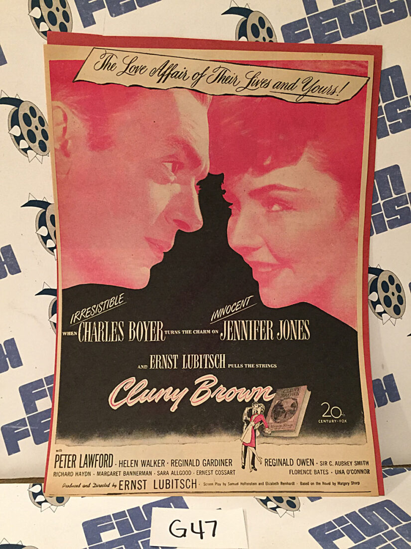 Cluny Brown 1946 Original Full-Page Magazine Ad Jennifer Jones Charles Boyer  G47