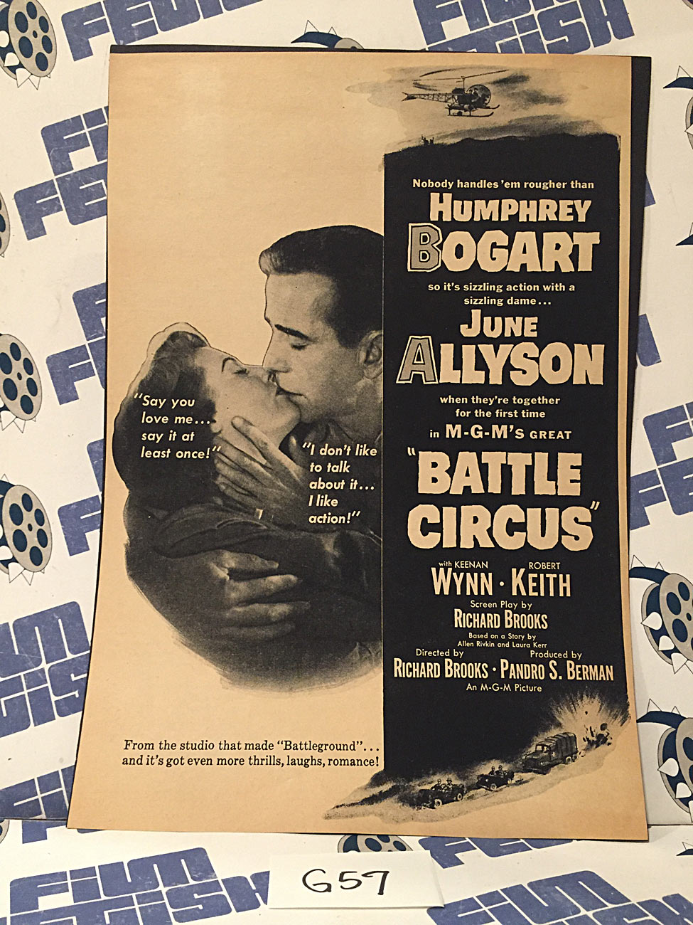 Battle Circus (1953) Movie Original Full-Page Magazine Advertisement, Humphrey Bogart, June Allyson [G57]