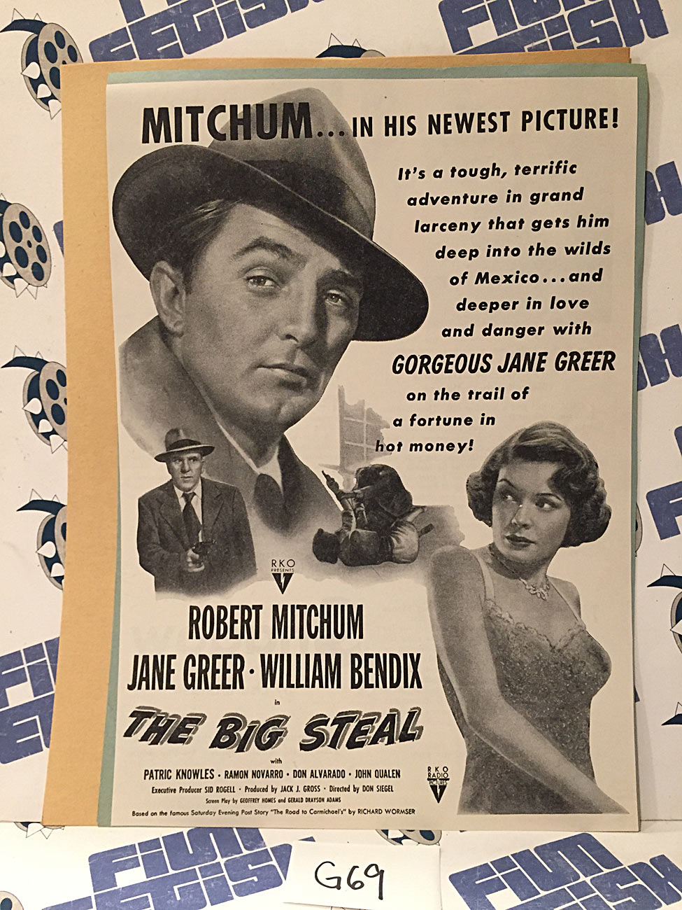 The Big Steal 1949 Original Full-Page Magazine Ad Robert Mitchum Jane Greer G69