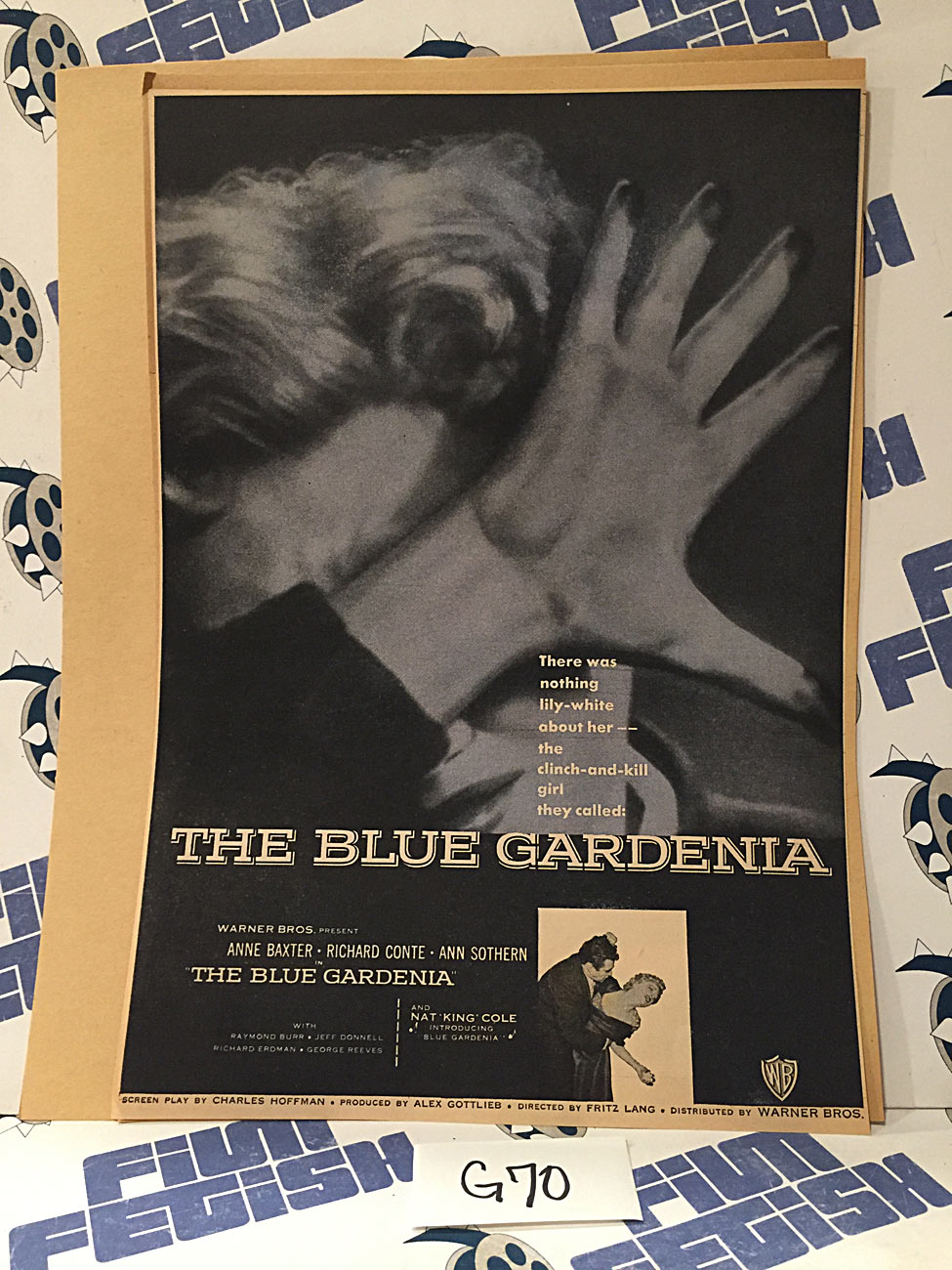 The Blue Gardenia 1953 Original Full-Page Magazine Ad Anne Baxter Richard Conte  G70