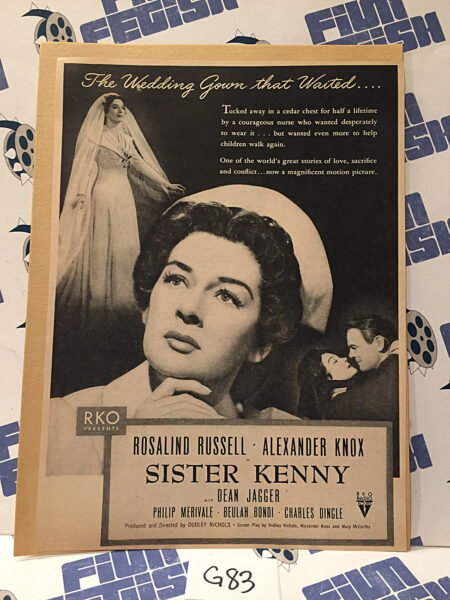 Sister Kenny 1946 Original Full-Page Magazine Ad Rosalind Russell  Alexander Knox G83