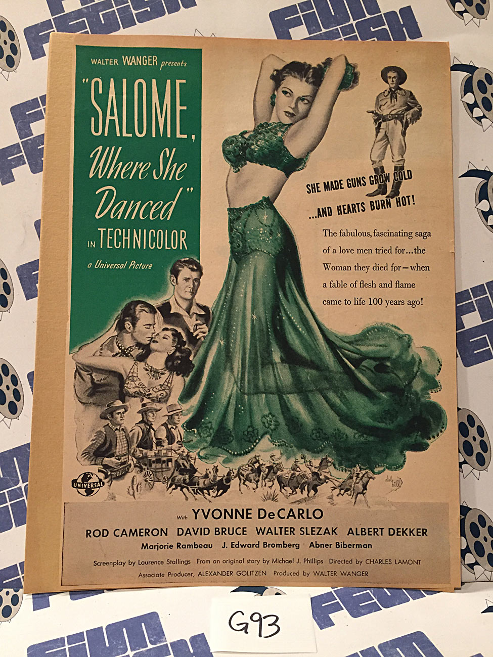 Salome, Where She Danced 1945 Original Full-Page Magazine Ad Yvonne De Carlo G93