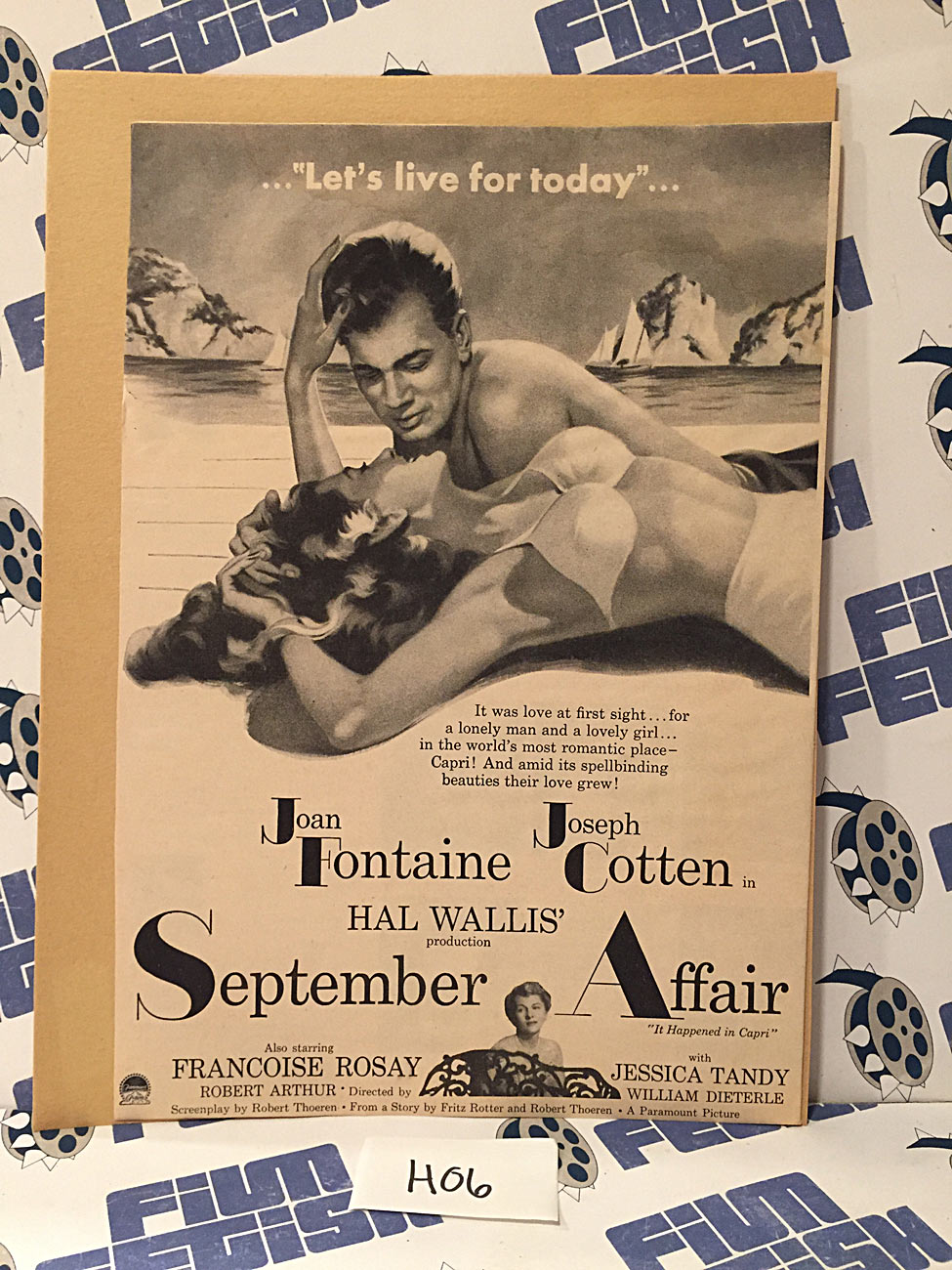 September Affair 1950 Original Full-Page Magazine Ad Joan Fontaine Joseph Cotten H06